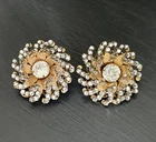 Vintage MIRIAM HASKELL BAROQUE FLOWER Clip Earrings Gold Tone Filigree