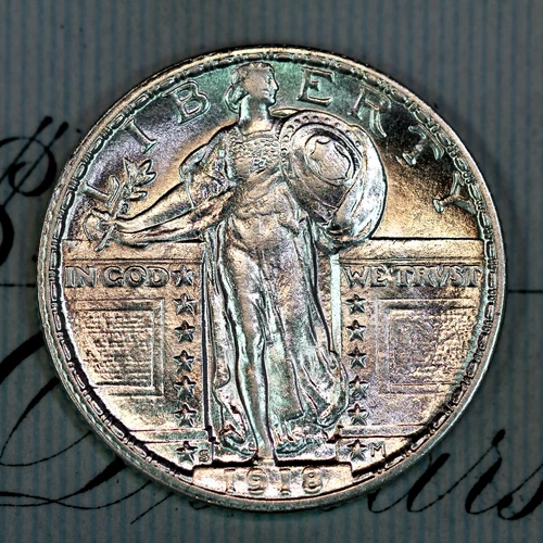 * 1918-S * SOLID+ GEM BU MS STANDING LIBERTY QUARTER * FROM ORIGINAL COLLECTION