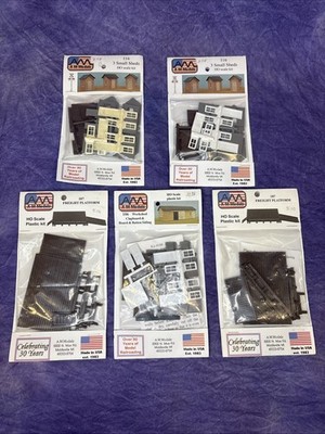 Lot Of 5 AM Models 107 (2), 106, 116 (2) HO Scale Freight Platform Building Kits