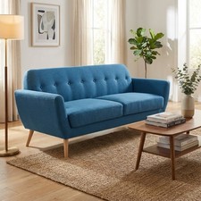 DecHome Divano 3 Posti Stile Scandinavo in Tessuto 193x79x86 cm Blu  - Canberra