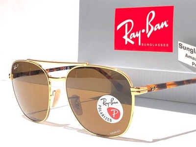 NEW Ray Ban Arista Shiny Gold POLARIZED Brown Lens Sunglass RB