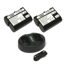 Wasabi Power Battery 2-Pack Dual Charger for Nikon EN-EL15 Power