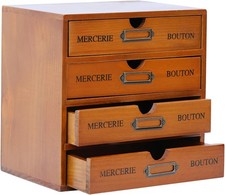 Stackable Apothecary Cabinet 4 Drawer Desk Organizer Vintage Library Card