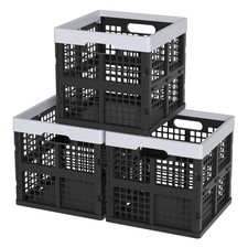 3 PCS 18 L Collapsible Milk Crates Plastic Stackable Storage Crate Bins