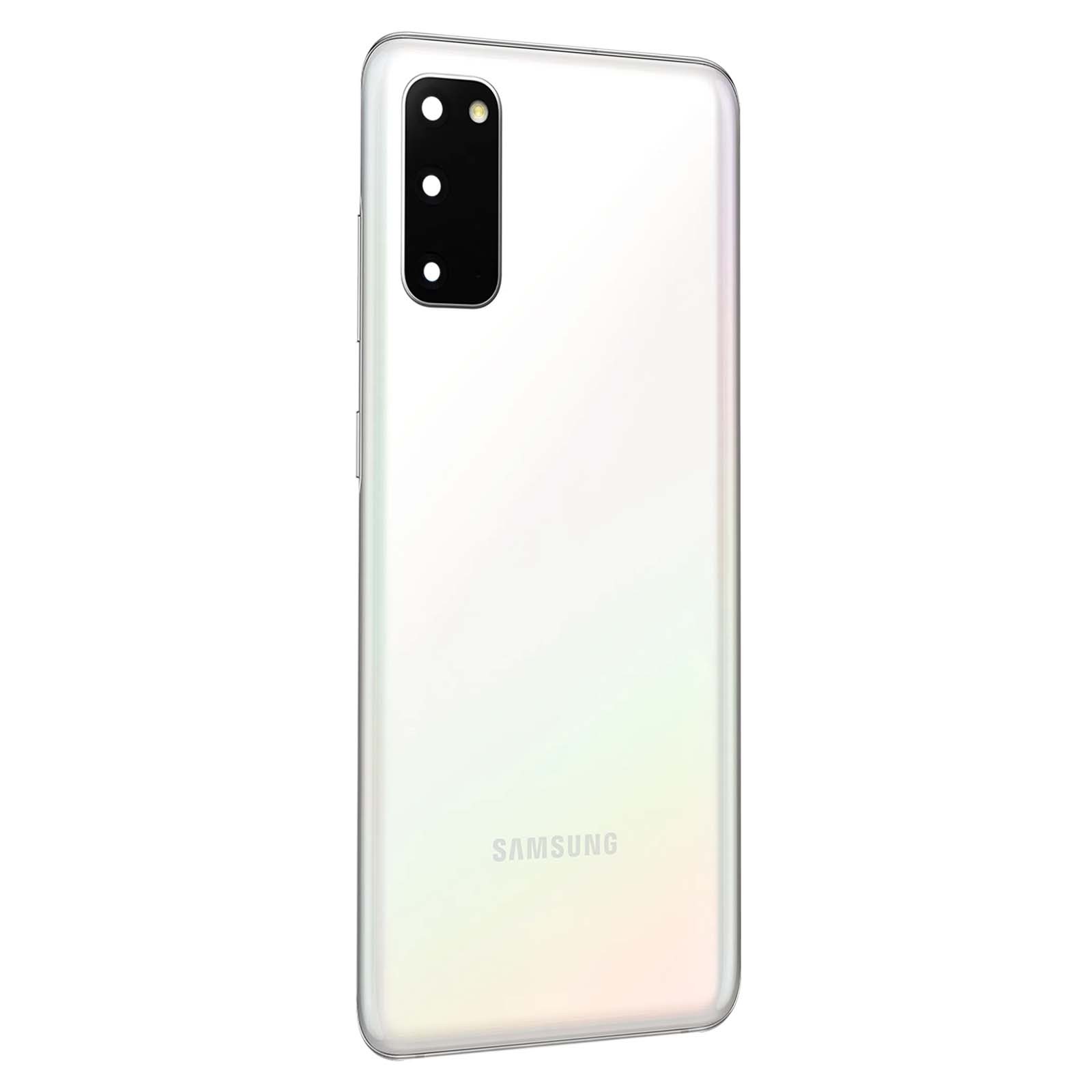 Cache batterie Galaxy S20 blanc : coque arrière en verre de remplacement