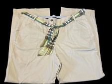 Lands End Everyday Chino Pants Womens 18 Beige Straight Leg Belt 12114