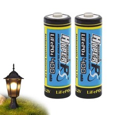 HyperPS 2-Pack 3.2V LiFePo4 14430 14 x 43mm 400mAh Rechargeable 2-Pack