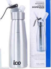 ICO Aluminium Whipped Cream Dispenser in Silver Heavy Duty - 500ml