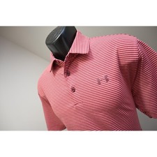 Under Armour Golf Polo Shirt Mens Medium Striped Excellent HeatGear Loose Fit