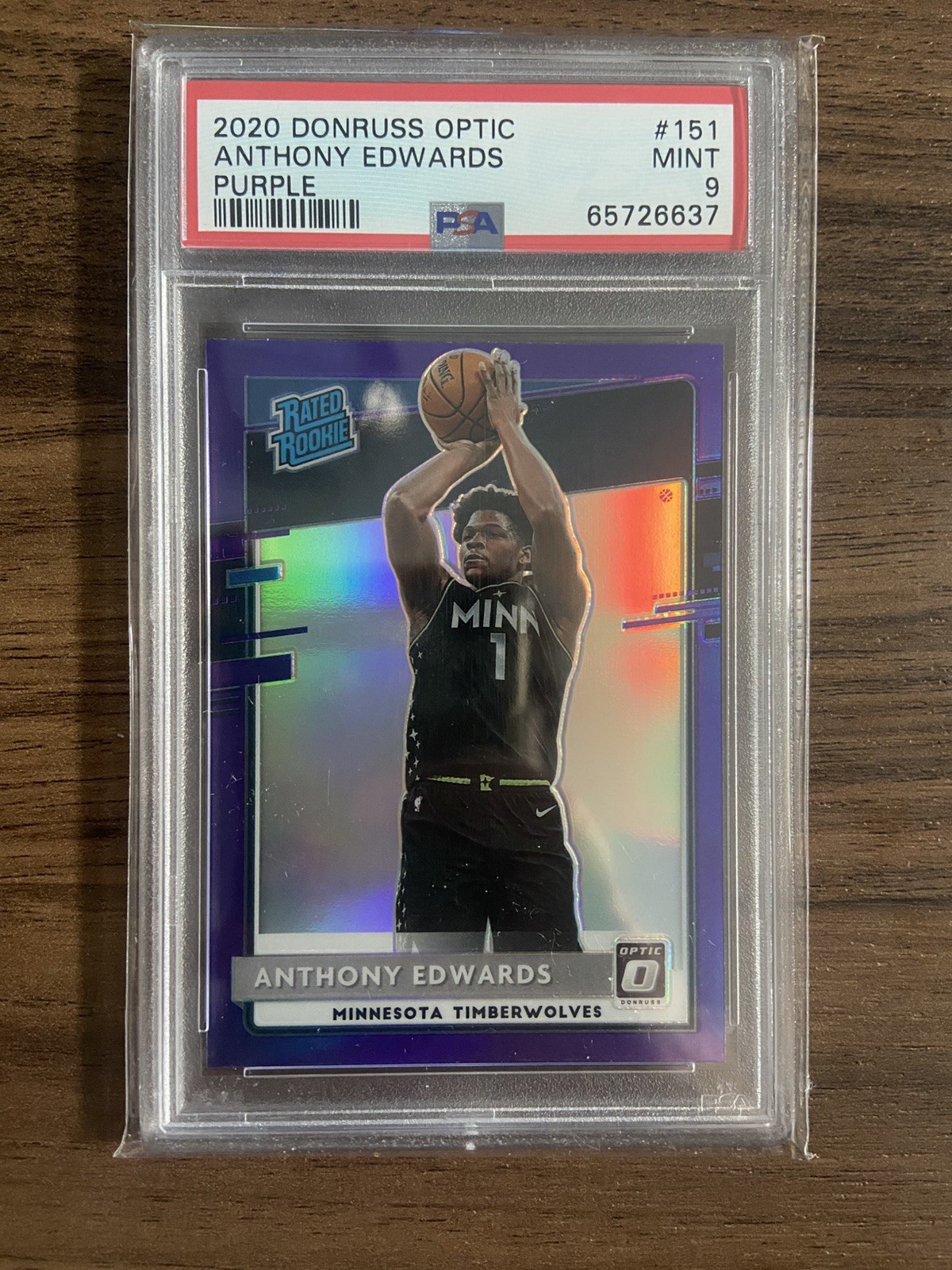 2020-21 Donruss Optic Purple Holo #151 Anthony Edwards RC Rated Rookie PSA 9
