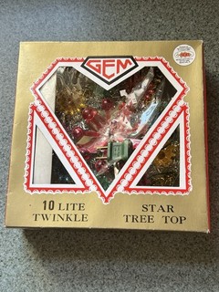 Vintage GEM 10 Lite Twinkle Star Tree Top Topper in Box Christmas