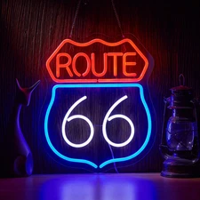 Historic Route 66 Neon Sign Beer Bar Home Art Man Cave Neon Light Handmade with