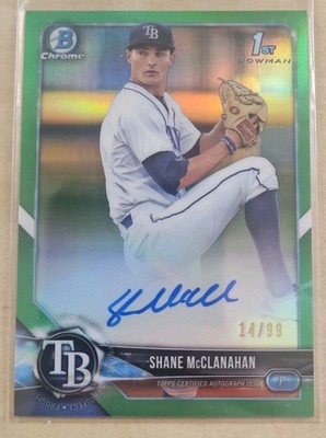 2018 Bowman Draft Chrome Shane McClanahan 1st Green Refractor Auto 14/99