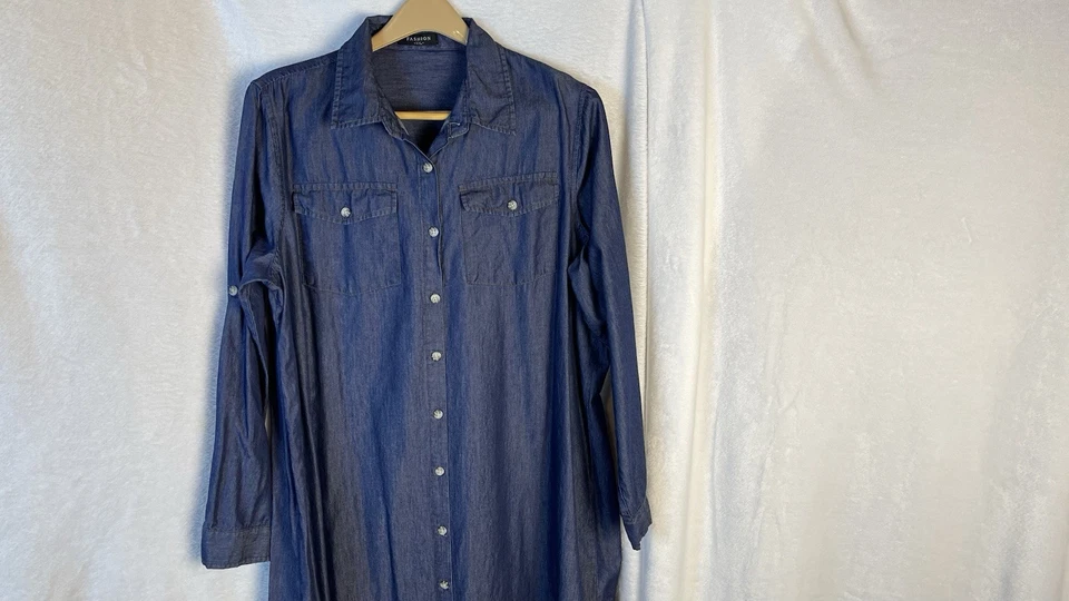 Vestido Camisa Denium Manga Larga _Marca Moda Foto 3 de 4