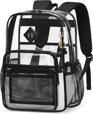 Clear Backpack Bookbag for School 20L Transparent Backpacks Heavy Duty See throu