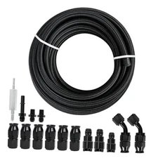 6AN 25FT PTFE Fuel Line Hose Kit, AN6 3/8" PTFE LS Swap EFI E85 Nylon Braided 