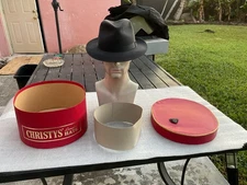 NIB Vintage NEW CHRISTYS’ Dark Gray 100% Pure Fur Felt Gray Fedora 7-1/4 Fedora