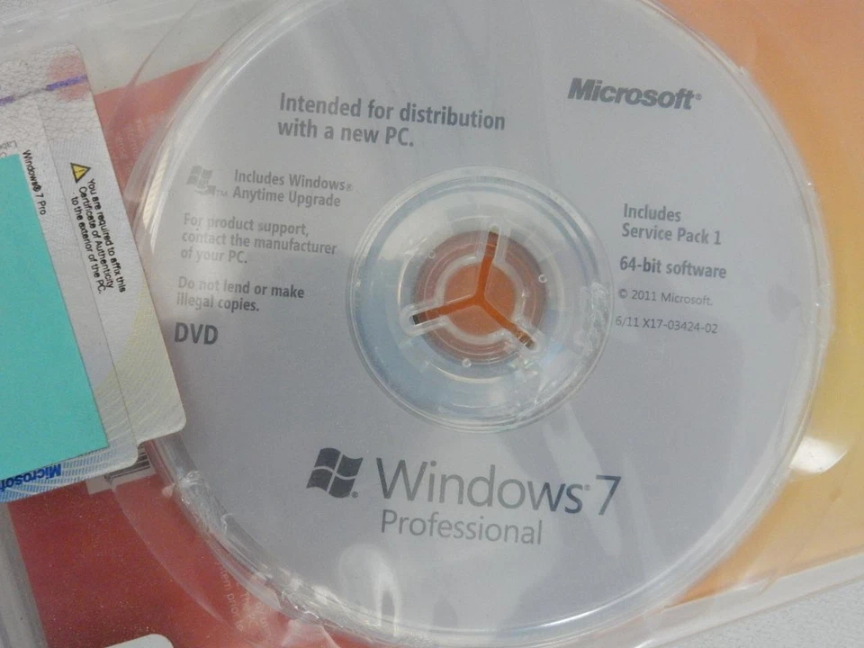 Windows 7 Professional 64-bit w/ Service Pack 1 Installation DVD & Product Key - Image 3 of 3