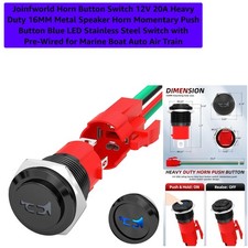 Horn Button Switch 12V 20A Heavy Duty 16MM Metal Speaker Horn Momentary Push ...