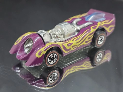 JET THREAT purple WITH YELLOW FLAMES Flying Colors Hot Wheels REDLINE