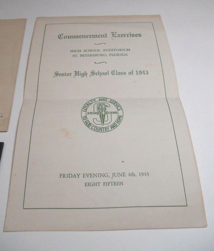 1943 ST PETERSBURG HIGH SCHOOL ST PETERSBURG FL GRADUATION COMMENCEMENT LOT - Picture 4 of 6