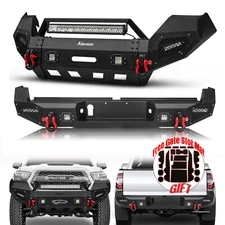 For 2016-2023 Toyota Tacoma Front Rear Bumper W/Winch Plate&Lights&Gate Slot Mat