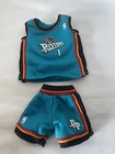 Vintage Barbie Clothes: Detroit Pistons, Jersey & Shorts Turquoise Basketball