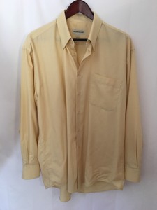 Pronto-Uomo-Mens-Shirt-Oxford-Yellow-LARGE-L-S-Hidden-B-D-Collar