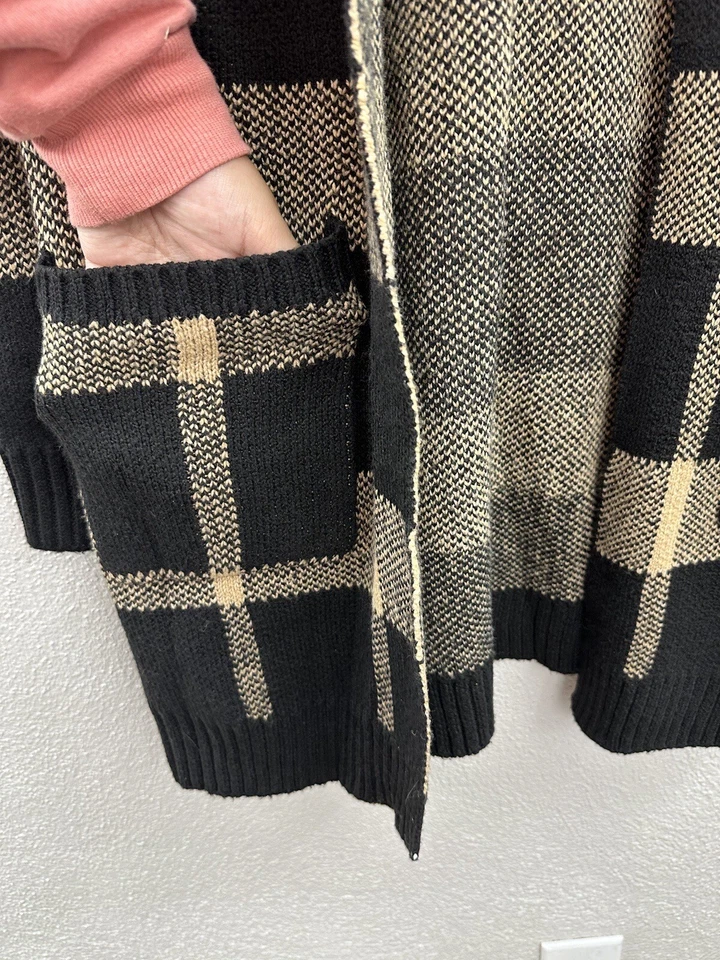 Cárdigan Nova de moda para mujer talla grande How You Plaid Me manga larga frente abierto Foto 4 de 4