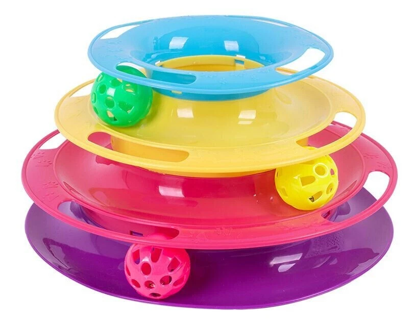 3 LEVEL CAT TOWER TRACKS WITH ANTISKID BASE TOY BATTING CRAZY BALL INTERACTIVE
