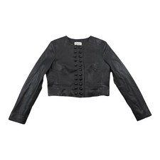 Somerset By Alice Temperley Military Leather Jacket Black Uk 12