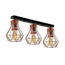 3 Light Bar Pendant Black With Rose Gold Vintage Industrial Ceiling Lighting