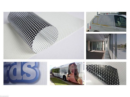 White One-Way Vision Vinyl Car Side WIndow Sticker Privacy Perforated Film - Picture 4 of 14