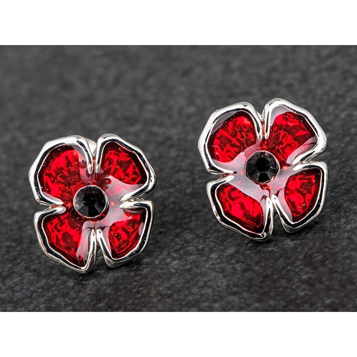 Equilibrium Silver Plated Poppy Jewellery : Poppy Stud Earrings