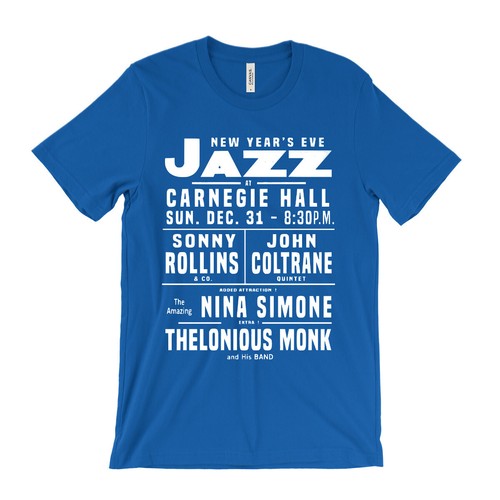 New Year's Eve Jazz T-Shirt - Carnegie Hall Sonny Rollins Thelonious Monk Simone - Picture 5 of 9