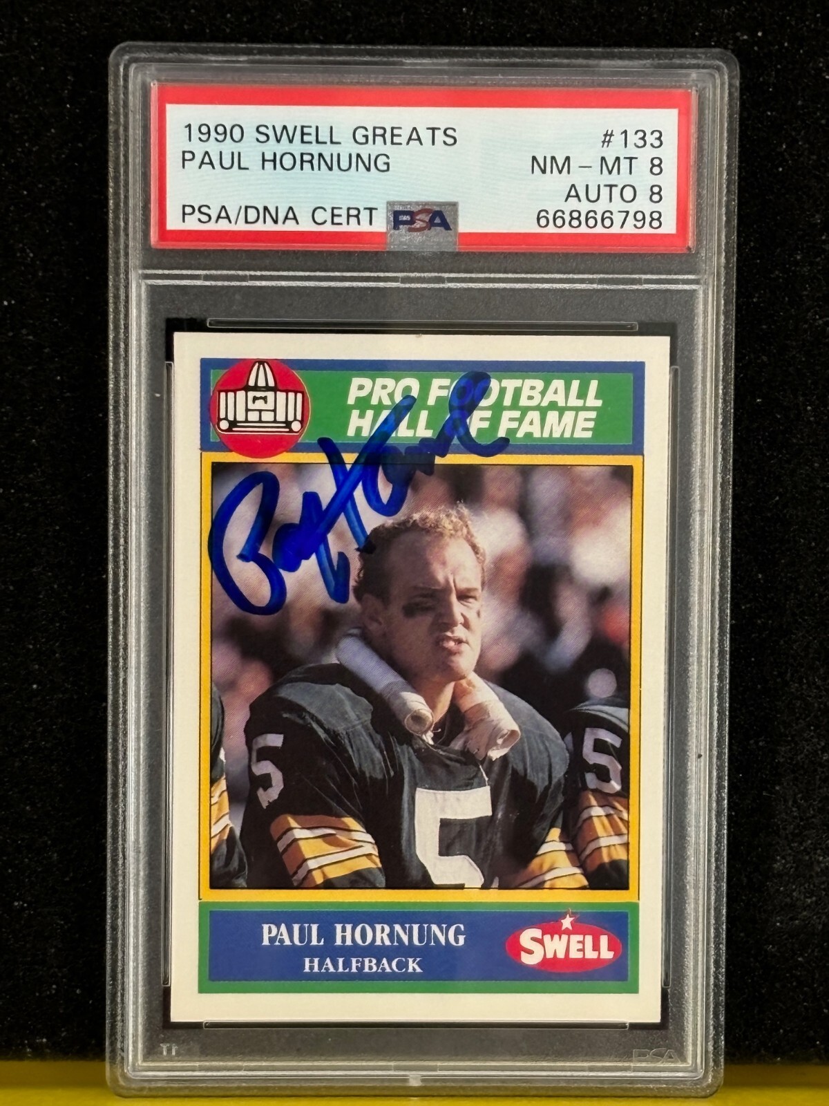 Paul Hornung Autographed Signed Green Bay Packers 1990 Swell Greats #133 PSA 8 / Auto 8 