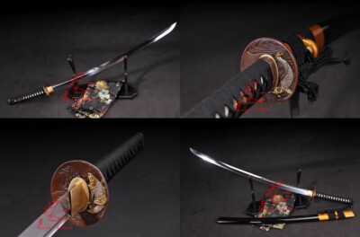 40.6'' full tang clay tempered carp tsuba japanese katana UNOKUBI-ZUKURI blade