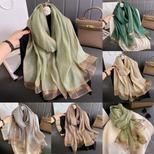 Imitation Silk Scarf Beach Sun Protection Shawls Large Size Long Silky Scarves