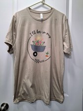 In My Office Tan T-Shirt XL MADE IN USA Chest 24 Length 26 in Cotton/Poly