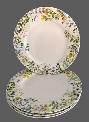 NEW Mikasa Tivoli Garden Set of 4 Dinner Plates 11" Bone China White Flowers