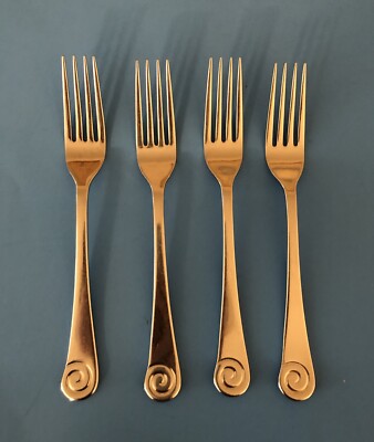 Robert Welch Helmick Ammonite Bright Set Of 4 DINNER FORKS 18/10 Stainless 8  L