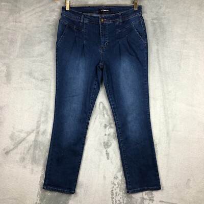 D. Jeans Straight Denim Size 8 Pleated Medium Wash Mid Rise 26.5 in Inseam Blue