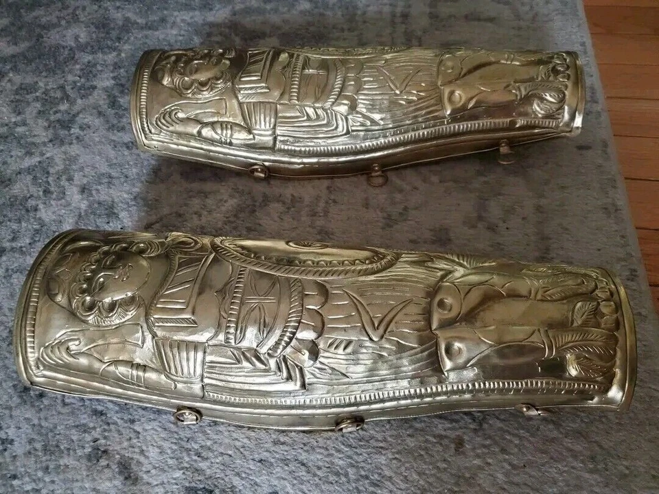 Хэллоуин римский древнегреческий кельтский латуни greaves тисненый ноги защиты SCA - Изображение 2 из 4