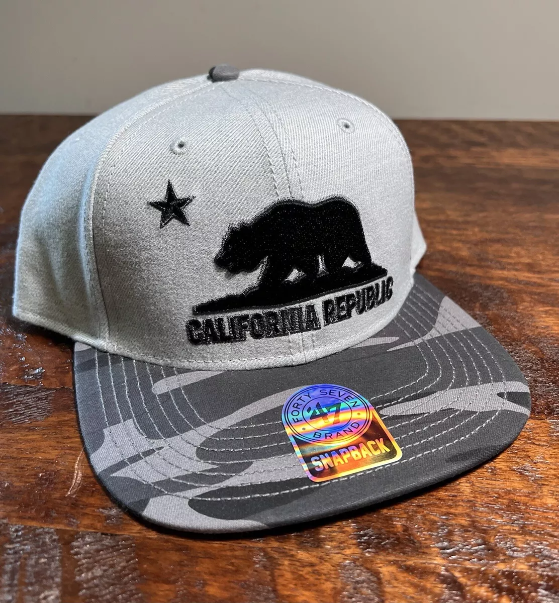 47 Brand Snapback Hat grey camo california republic cal new era forty seven