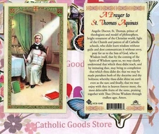 St. Saint Thomas Aquinas - A Prayer to St. Thomas - Laminated Holy Card HC9-104e
