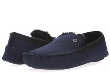 STEVE MADDEN Mens 'Spire' Dark Navy Faux Fur Lined Slippers Sz 9