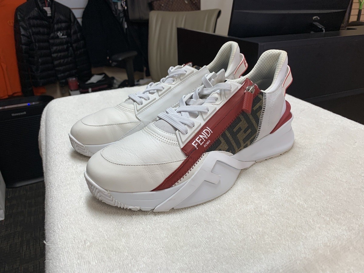 【送料&関税込】Fendi Ff Flow Fendi Flow FF White Red Sneakers Shoes (Size 9) | eBay