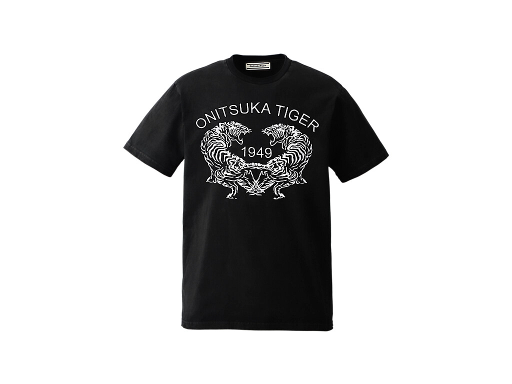 ★onitsuka tiger★ Embroidered Tiger Patch T-Shirt Onitsuka Tiger GRAPHIC T-Shirt 2183B184 Cotton Combed Yarn