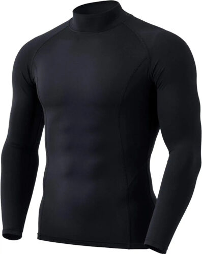 TSLA 1 or 2 Pack Men's Thermal Long Sleeve Compression Shirts, Mock/Turtleneck W - Picture 1 of 6