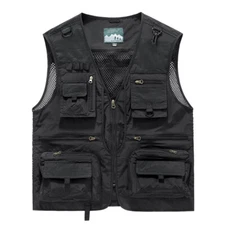 Mens Vest Waistcoat Utility Multi-Pocket Fishing Vest Sports Workwear Fisherman